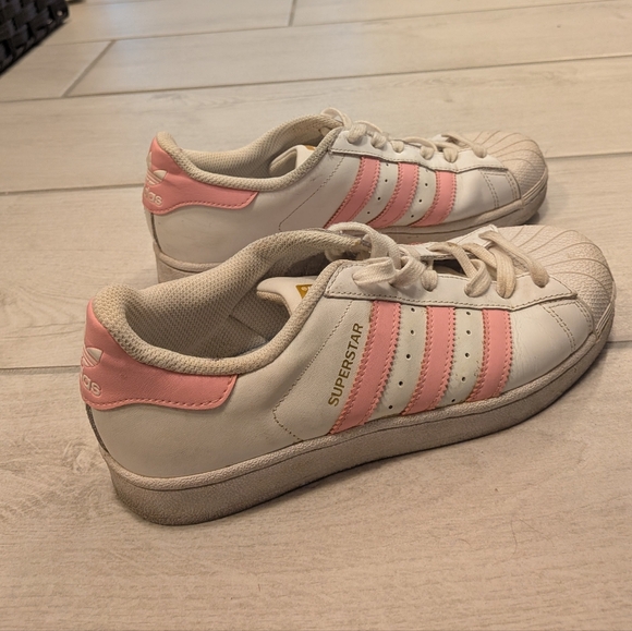 adidas Shoes - Adidas Original Superstar White and Pink Stripe Women's Sneakers